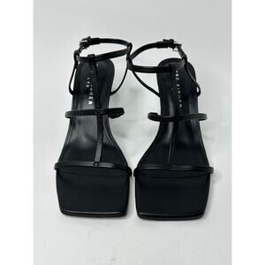 Marc Fisher LTD Women's Dennie Caged Tapered Heel Sandals Black Leather Size 8M